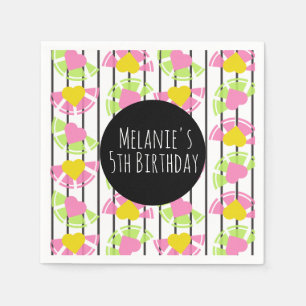 Lemon Slices Hearts Pink Lemonade Lime Birthday Napkin