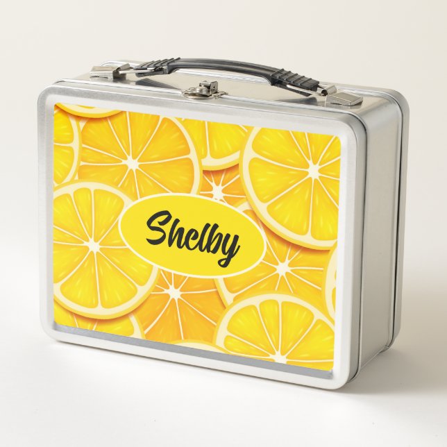 Lemon Slices  Metal Lunch Box (Front)