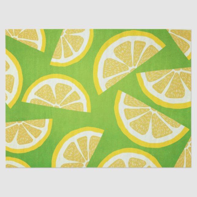 Lemon Slices on Lime Green Background Tissue Paper (Front)