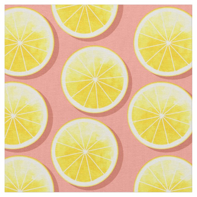 Lemon Slices on Pink Fabric (Close Up)
