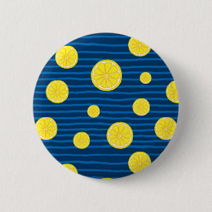 Lemon slices pattern 6 cm round badge