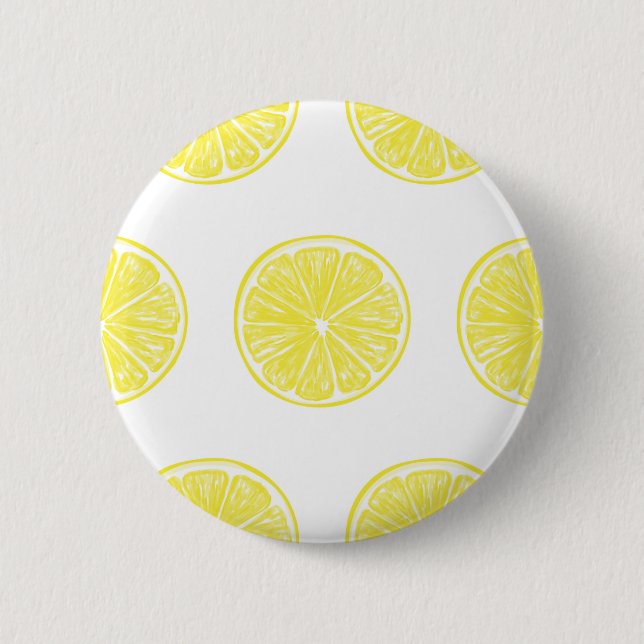Lemon slices pattern design 6 cm round badge (Front)