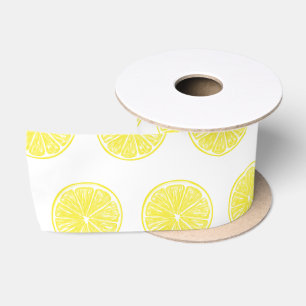 Lemon slices pattern design satin ribbon
