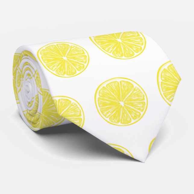 Lemon slices pattern design tie (Rolled)
