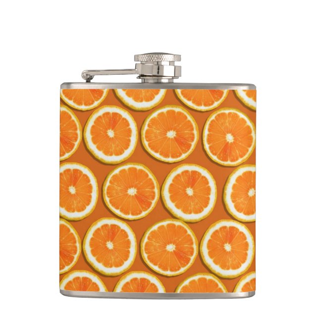Lemon Slices Pattern Hip Flask (Front)