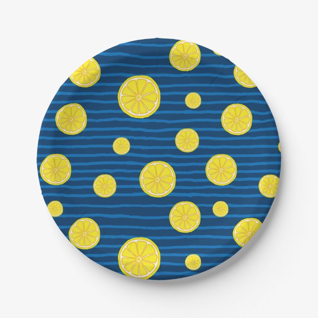 Lemon slices pattern paper plate (Front)