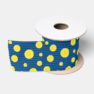 Lemon slices pattern satin ribbon