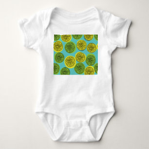 Lemon slices vintage illustration. baby bodysuit