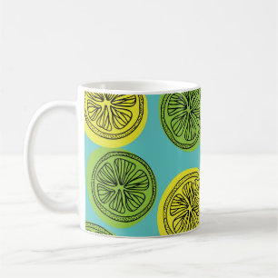 Lemon slices vintage illustration. coffee mug