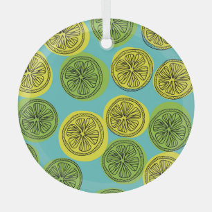 Lemon slices vintage illustration. glass tree decoration