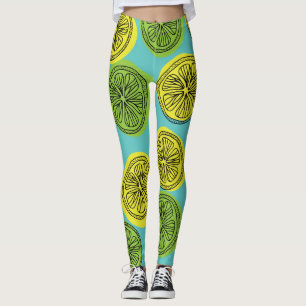 Lemon slices vintage illustration. leggings