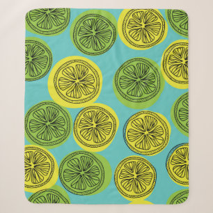 Lemon slices vintage illustration. sherpa blanket