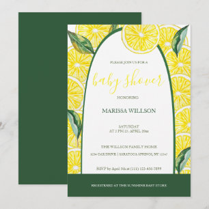 Lemon Slices Watercolor Hand-painted Invitation