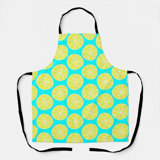 Lemon slised on blue background  apron (Front)