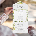 Lemon Sorrento Amalfi Coast Calligraphy Wedding All In One Invitation<br><div class="desc">Evoke the sunny splendour of an Amalfi Coast wedding with the Yellow Lemon Mediterranean Wedding collection! Infused with the zest of summer citrus, the invitations, signs, and decor radiate warmth, elegance, and charming lemon graphics paired with a gorgeous calligraphy font. Celebrate your love amidst the breezy allure of the coast,...</div>