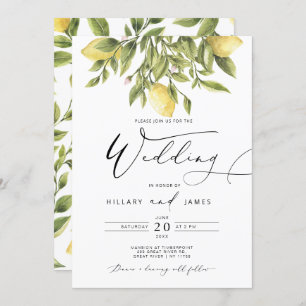 Lemon Sorrento Amalfi Coast Calligraphy Wedding Invitation