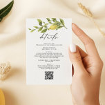 Lemon Sorrento Amalfi QR Code Wedding Details Enclosure Card<br><div class="desc">Evoke the sunny splendour of an Amalfi Coast wedding with the Yellow Lemon Mediterranean Wedding collection! Infused with the zest of summer citrus, the invitations, signs, and decor radiate warmth, elegance, and charming lemon graphics paired with a gorgeous calligraphy font. Celebrate your love amidst the breezy allure of the coast,...</div>