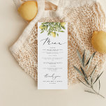 Lemon Sorrento Mediterranean Bridal Shower Menu<br><div class="desc">Evoke the sunny splendour of an Amalfi Coast wedding with the Yellow Lemon Mediterranean Bridal Shower collection! Infused with the zest of summer citrus, the invitations, signs, and decor radiate warmth, elegance, and charming lemon graphics paired with a gorgeous calligraphy font. Celebrate your love amidst the breezy allure of the...</div>