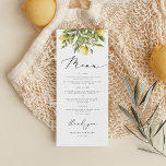 Lemon Sorrento Mediterranean Wedding Dinner Menu<br><div class="desc">Evoke the sunny splendour of an Amalfi Coast wedding with the Yellow Lemon Mediterranean Wedding collection! Infused with the zest of summer citrus, the invitations, signs, and decor radiate warmth, elegance, and charming lemon graphics paired with a gorgeous calligraphy font. Celebrate your love amidst the breezy allure of the coast,...</div>