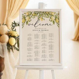Lemon Sorrento Mediterranean Wedding Seating Plan Poster