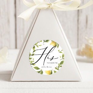 Lemon Sorrento Wedding His Favourite Favour  Classic Round Sticker