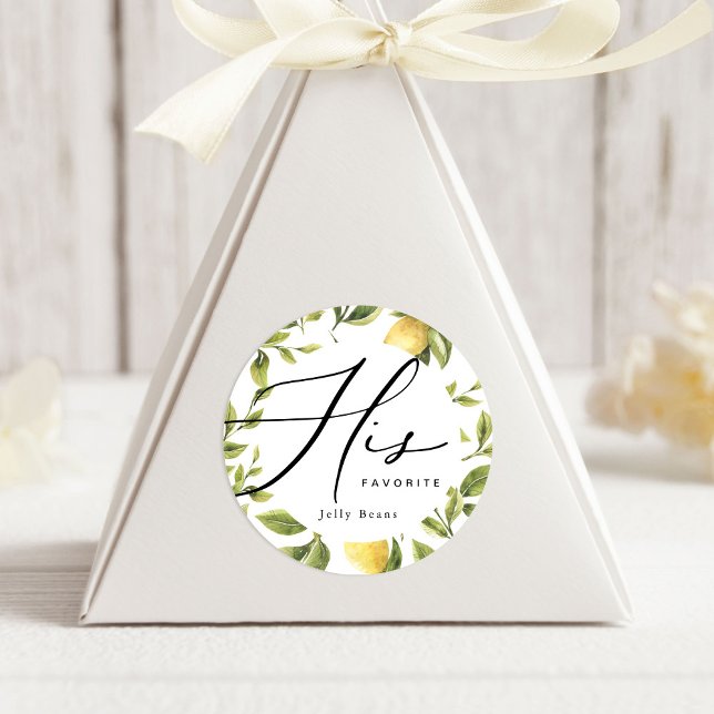 Lemon Sorrento Wedding His Favourite Favour  Classic Round Sticker (Creator Uploaded)