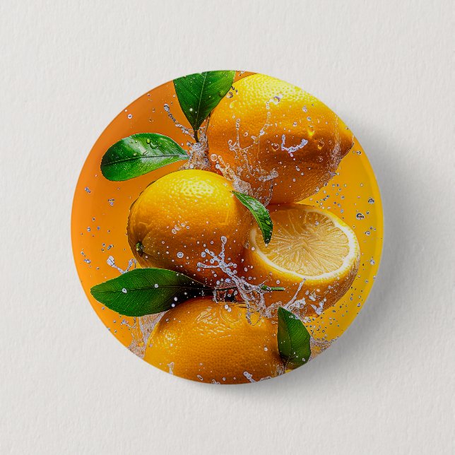 Lemon Splash 6 Cm Round Badge (Front)