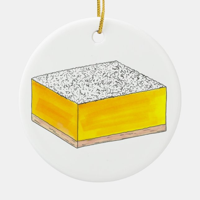 Lemon Square Bar Pastry Dessert Bake Sale Yellow Ceramic Tree Decoration (Front)