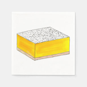 Lemon Square Bar Pastry Dessert Bake Sale Yellow Napkin
