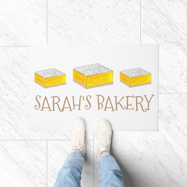 Lemon Square Bar Pastry Dessert Kitchen Bakery Doormat (Indoor)