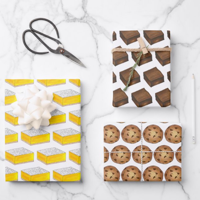 Lemon Square Brownies Traybake Cookie Bake Sale Wrapping Paper Sheet (Front)