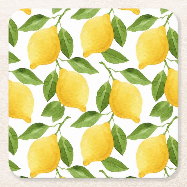 Lemon Square Paper Coasters (Front)