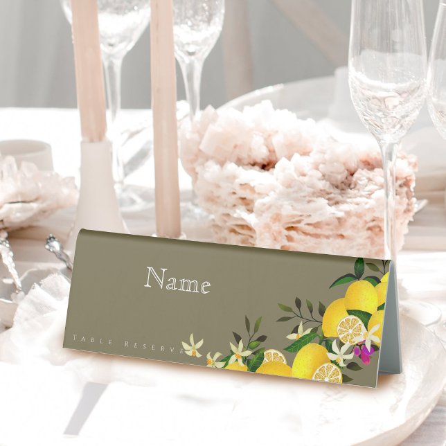 Lemon Squeeze Anniversary (10th Wedding Anniversary Lemon Guest Name Table Tent
)