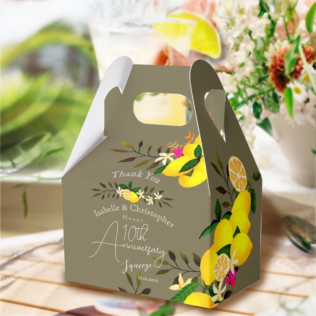 Lemon Squeeze Anniversary Thank You Favour Box (10th Anniversary Wedding 
Favor Gift Box)