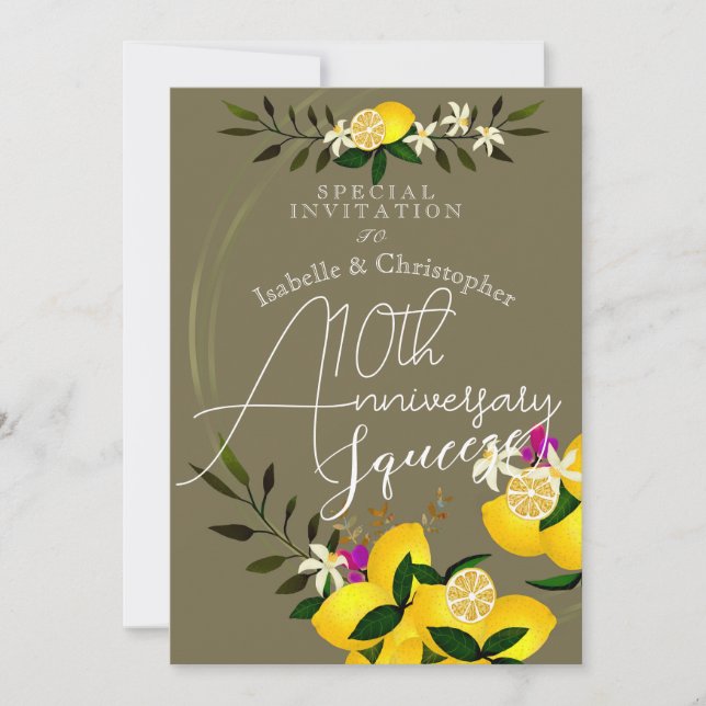 Lemon Squeeze Anniversary Wedding Invitation (Front)