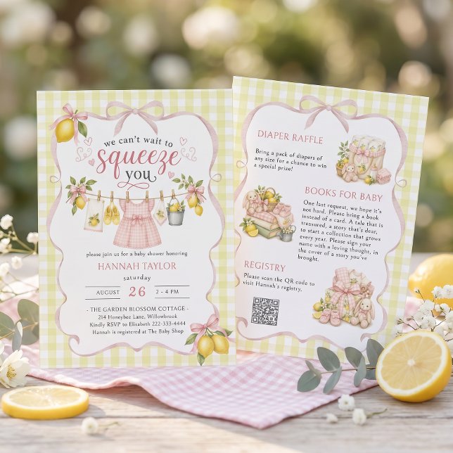  Lemon Squeeze Clothesline Baby Shower Invitation (Creator Uploaded)