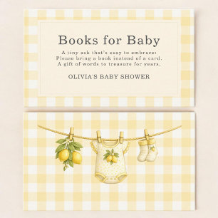 Lemon Squeeze Gingham Books For Baby Shower Enclosure Card