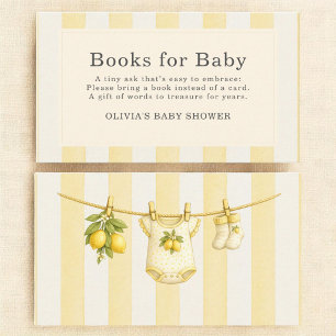 Lemon Squeeze Stripes Books For Baby Shower Enclosure Card