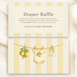 Lemon Squeeze Stripes Diaper Raffle Baby Shower Enclosure Card