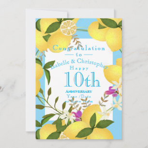 Lemon Squeeze Wedding Anniversary Blue Holiday Card