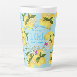 Lemon Squeeze Wedding Anniversary Blue Latte Mug