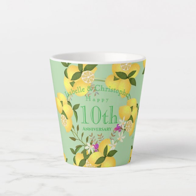 Lemon Squeeze Wedding Anniversary Green Latte Mug (Front)