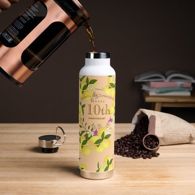 Lemon Squeeze Wedding Anniversary Peach Water Bottle (Coffee)