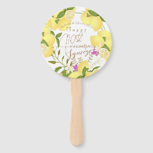 Lemon Squeeze White Hand Fan