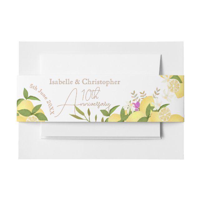 Lemon Squeeze White Invitation Belly Band (Front Example)
