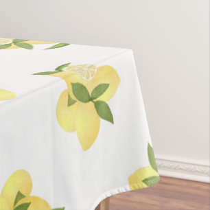 Lemon Squeeze White Tablecloth