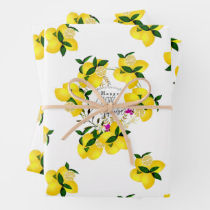 Lemon Squeeze White Wrapping Paper Sheets