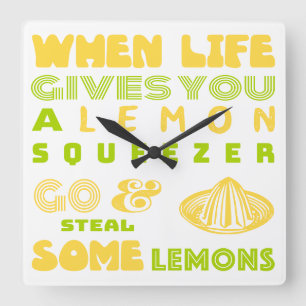 Lemon Squeezer Square Wall Clock