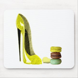 Lemon Stiletto Shoe and Macaroons Art Mouse Mat