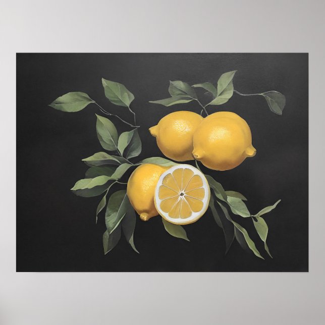 Lemon still life painting - vintage art  poster (Front)